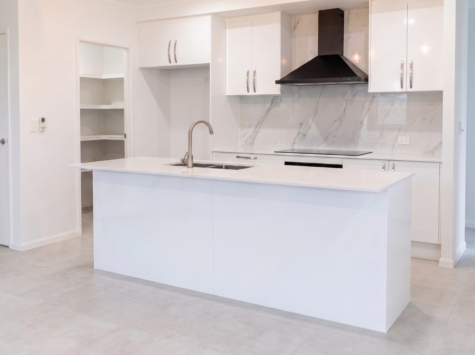Kitchen before styling, empty and unfurnished